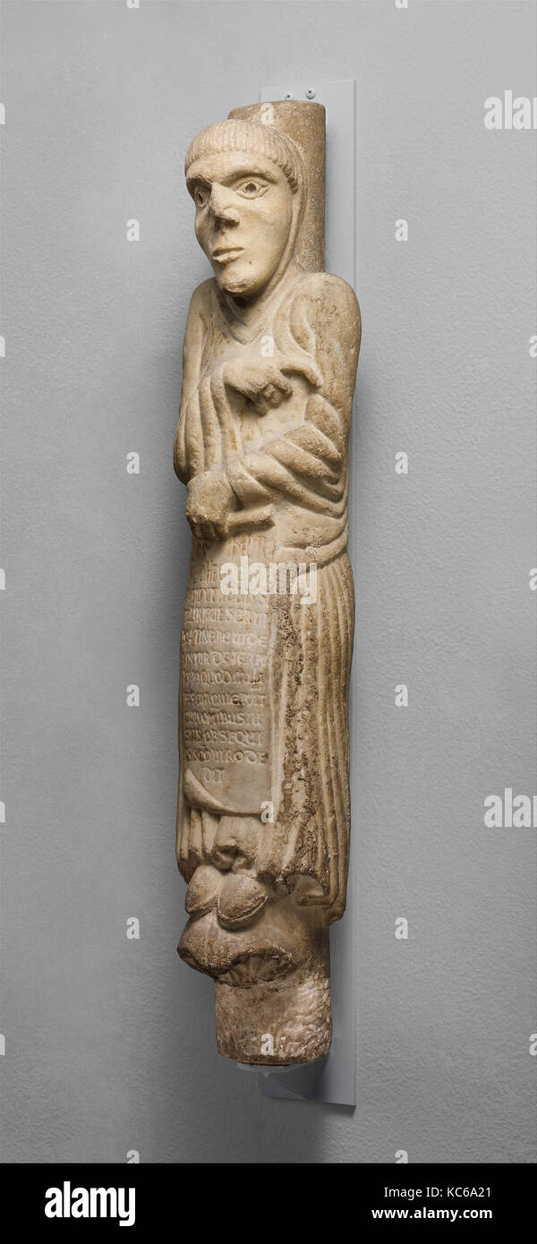 Column Statue of Saint Hilary of Galeata, Pupil of Guglielmo da Modena, ca. 1170–1200 Stock Photo