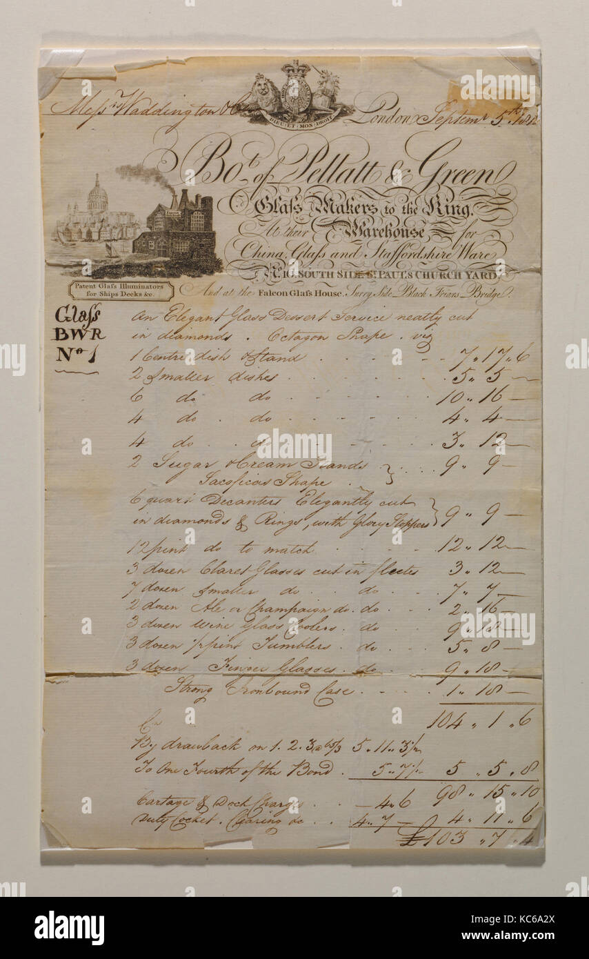 Original Bill of Sale, Pellatt and Green, Pellatt & Green, 1818 Stock Photo