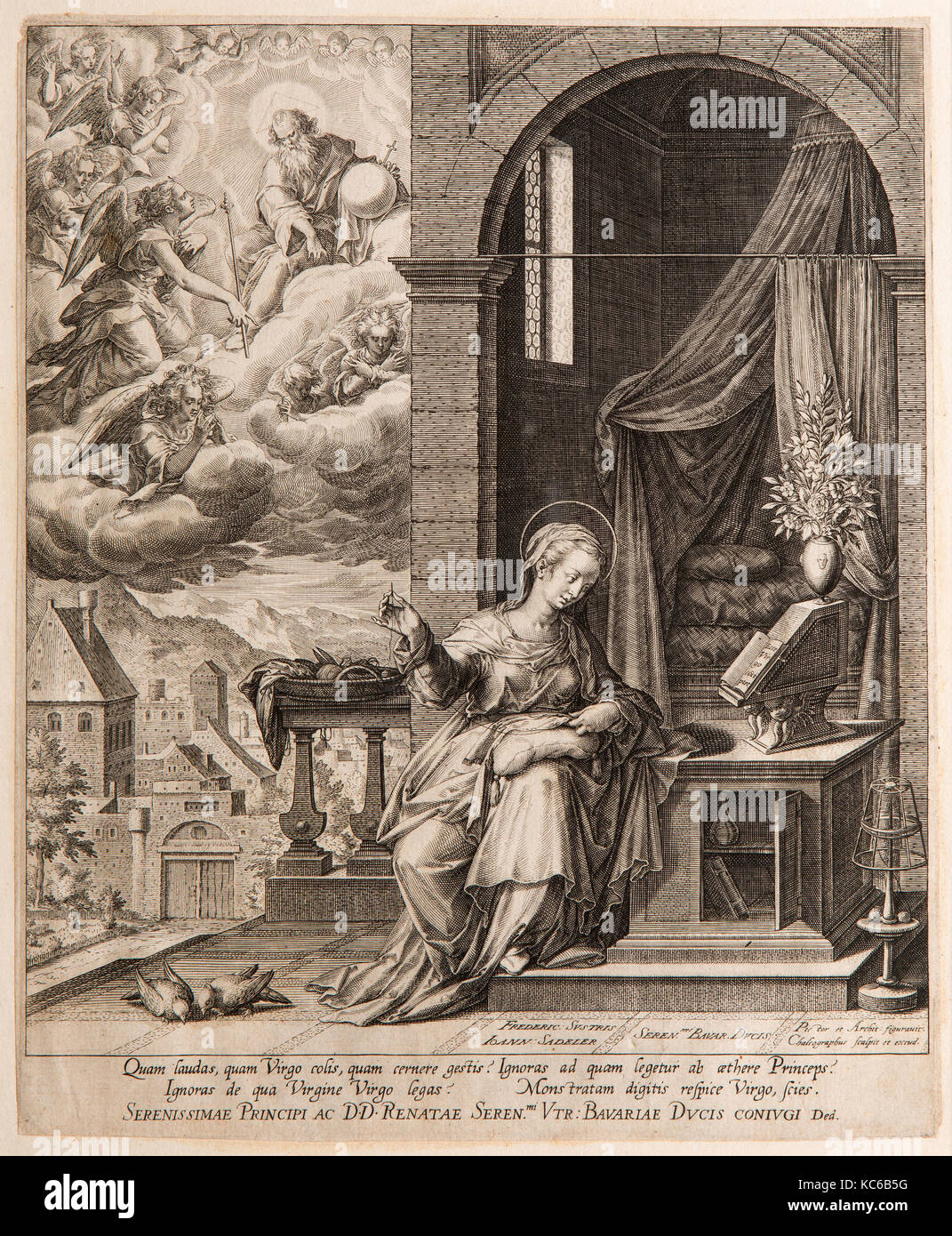 Drawings and Prints, God Sending the Archangel Gabriel to the Virgin, Printmaker, Designer, Johann Sadeler I, Friedrich Sustris Stock Photo