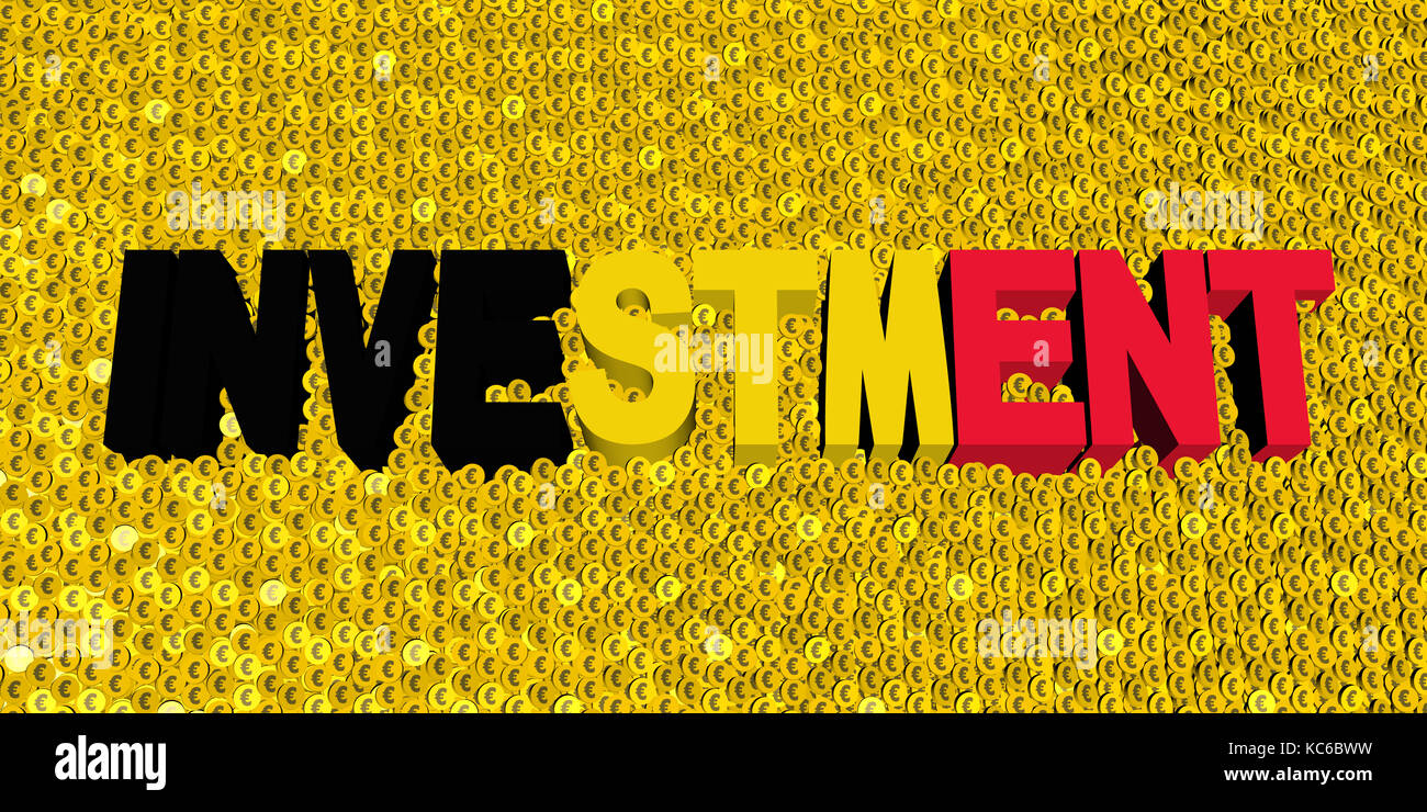 Investment text with Belgian flag on coins illustration Stock Photo - Alamy