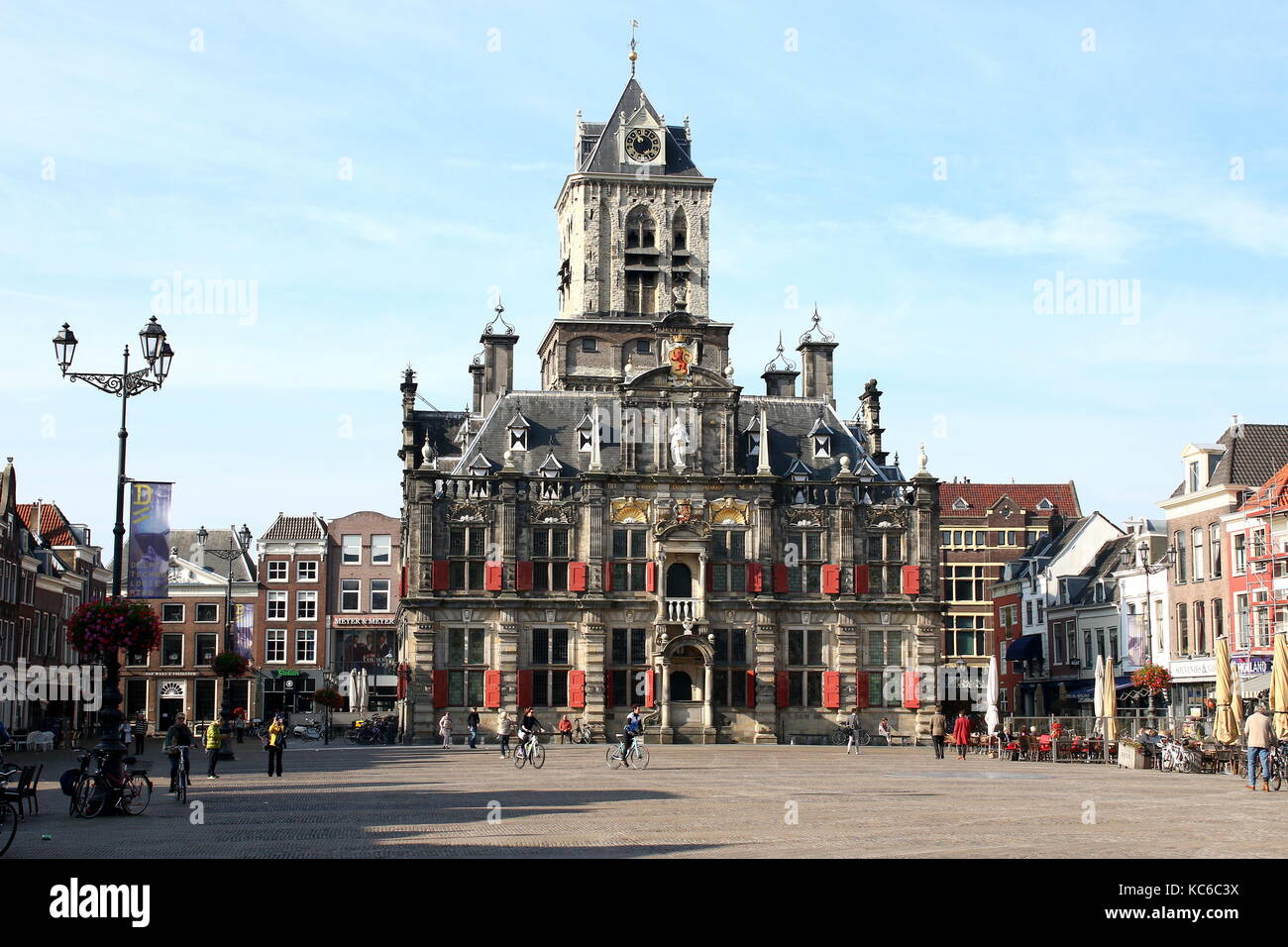 Early 17th century Renaissance style City Hall (Stadhuis) on the central Markt square in Delft, South Holland, Netherlands. Stock Photo