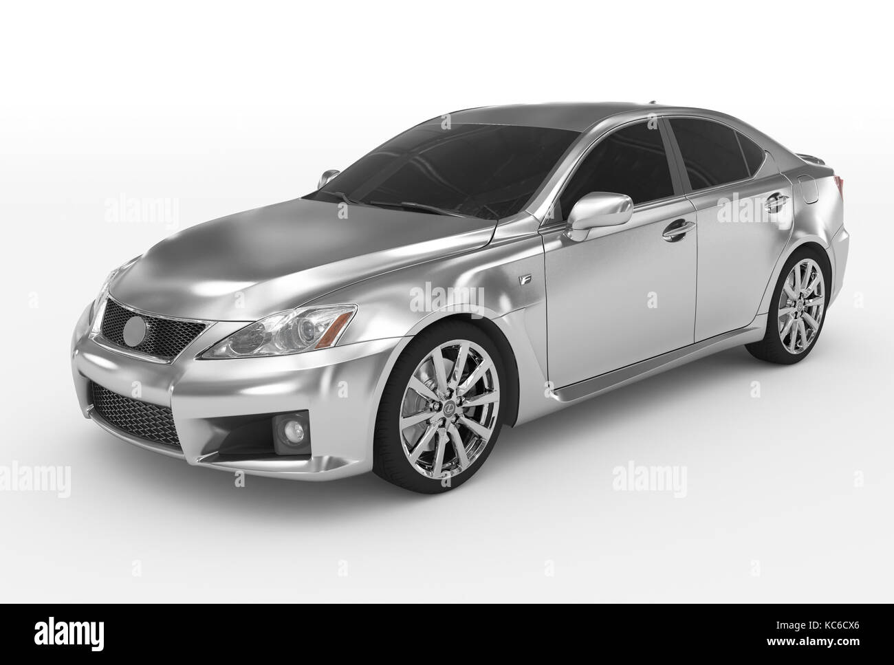 car isolated on white silver, tinted glass frontleft side view