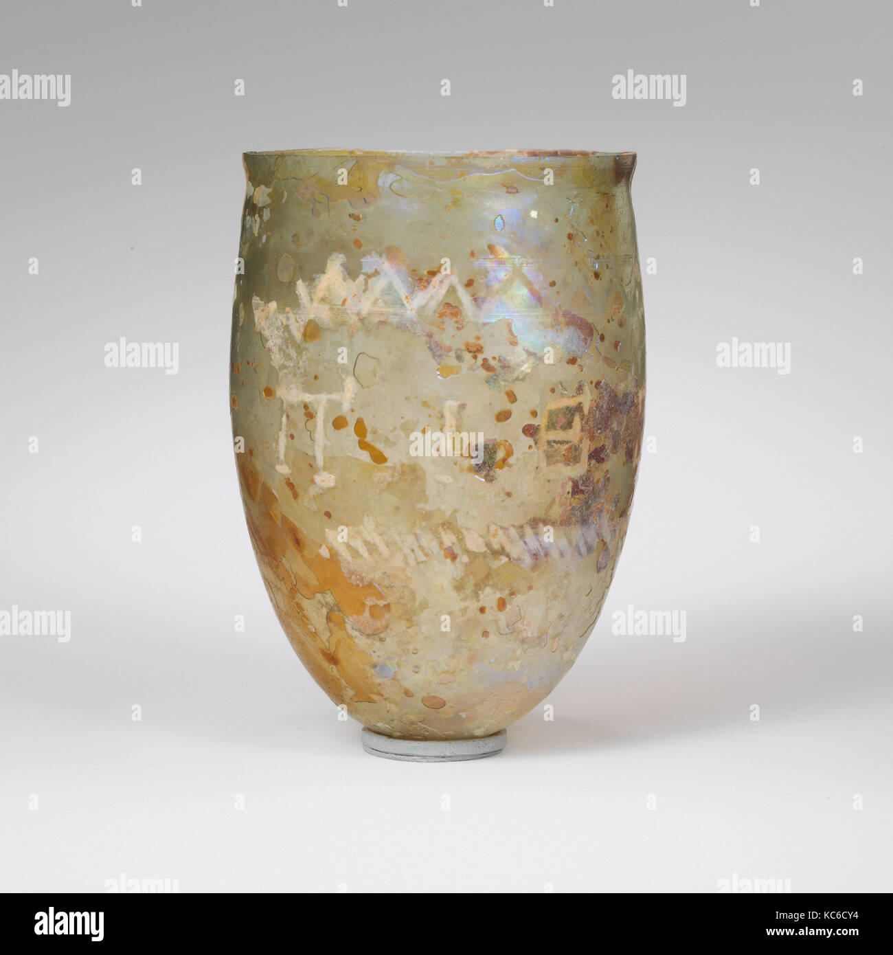 Glass beaker with cut inscription, 4th century A.D Stock Photo