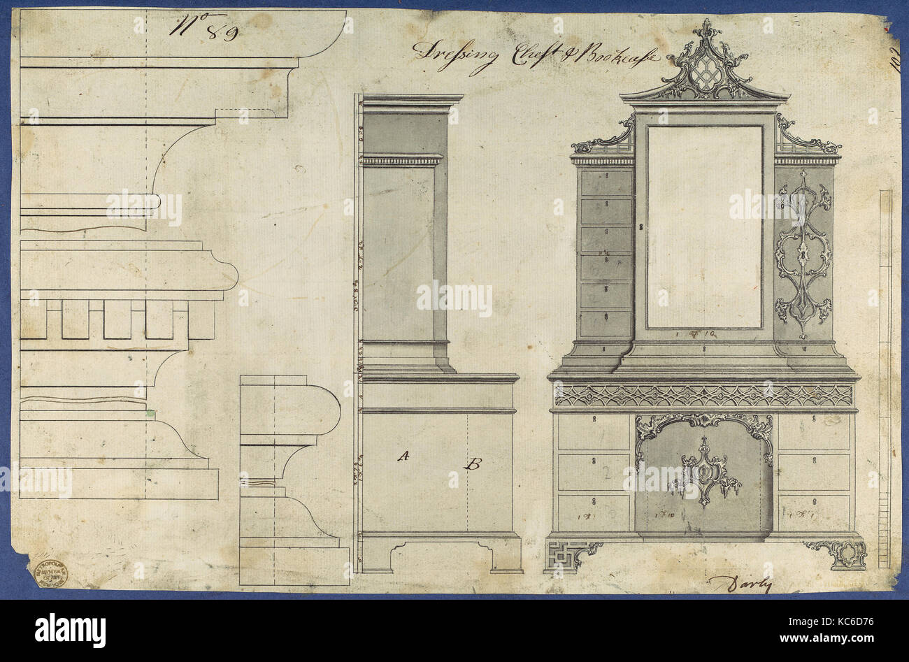 Dressing Chest and Bookcase, from Chippendale Drawings, Vol. II, Thomas Chippendale, ca. 1753–54 Stock Photo