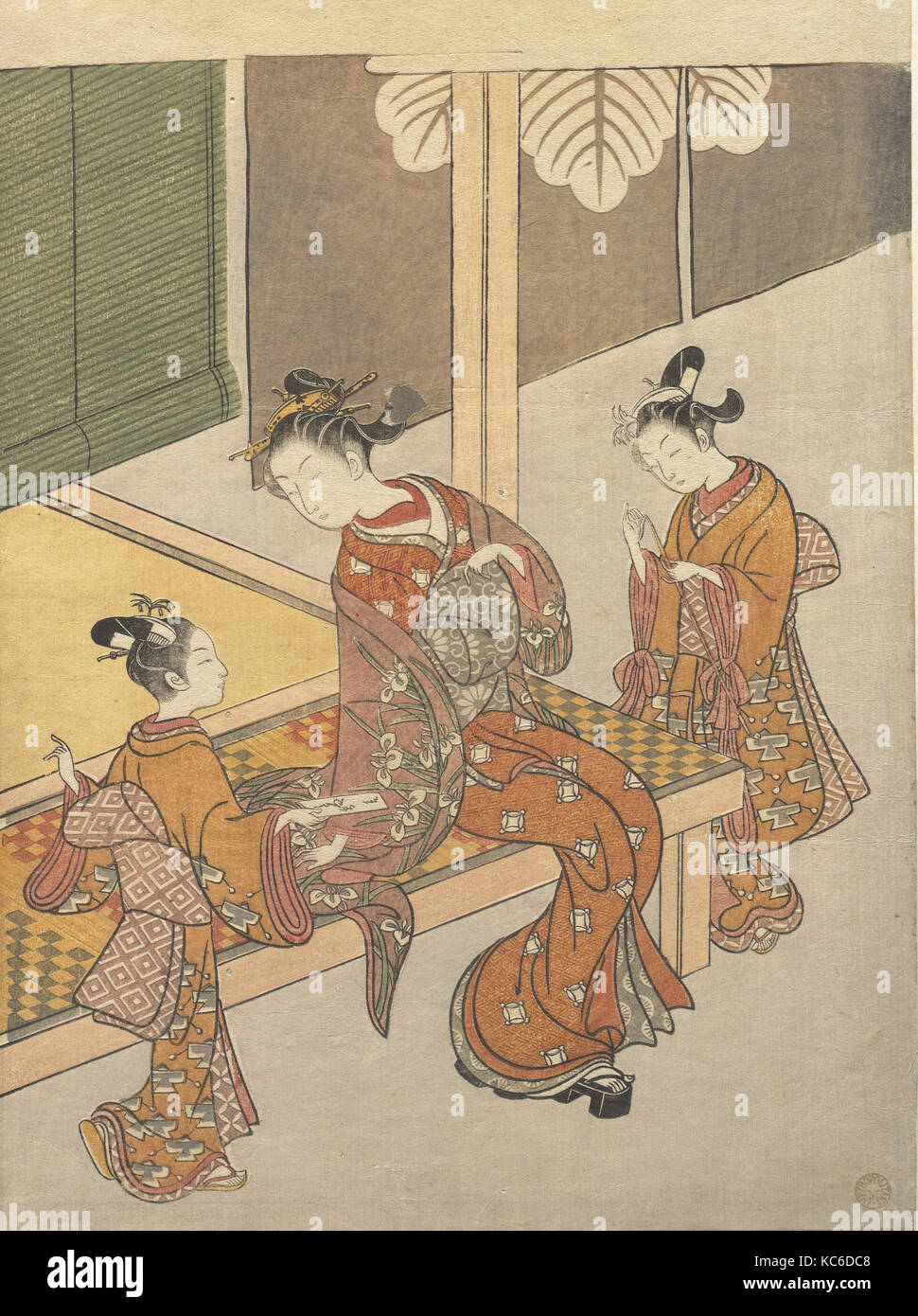 On the Engawa of Tsuta-ya, Suzuki Harunobu, ca. 1765 Stock Photo