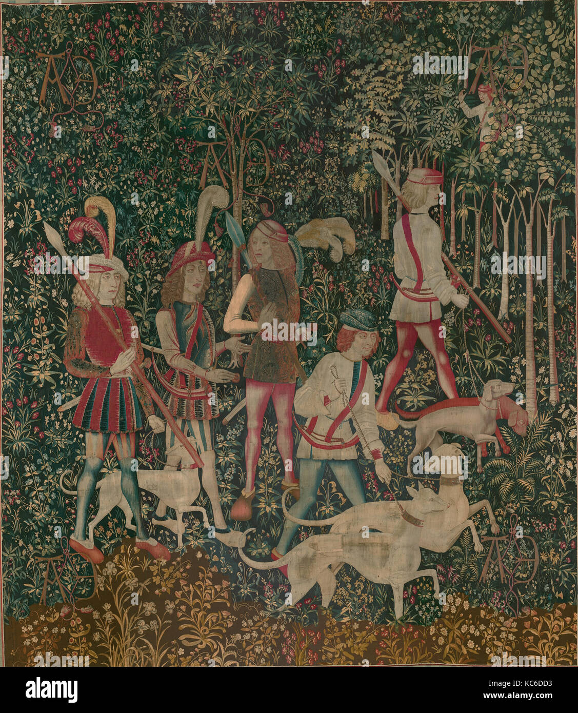 The Hunters Enter the Woods (from the Unicorn Tapestries), 1495–1505 Stock Photo