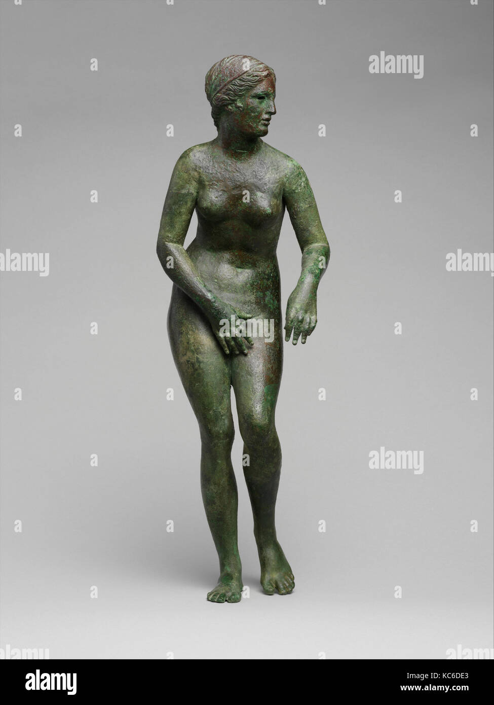 Bronze statuette of Aphrodite, Late Hellenistic, ca. 150–100 B.C., Greek, Bronze, H. 20 3/8 in. (51.7 cm), Bronzes, Variant of Stock Photo