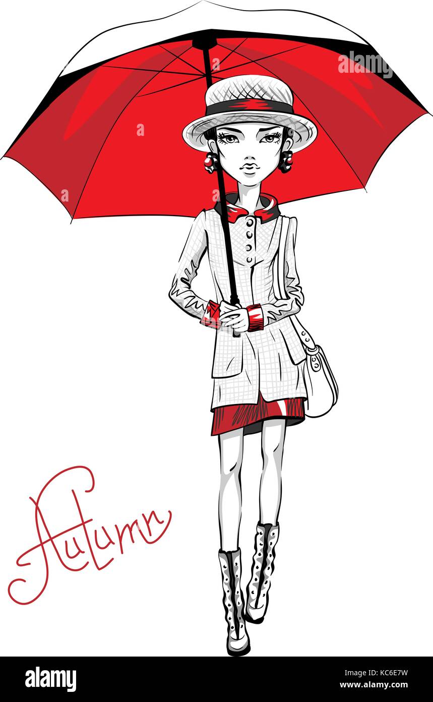 Vector fashion girl in autumn clothes Stock Vector Image &amp; Art - Alamy