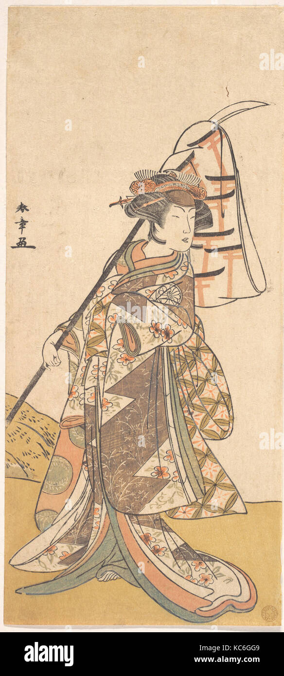 三代目瀬川菊之丞, Kabuki Actor Segawa Kikunojō III in a Female Role (Shizuka Gozen), Katsukawa Shunshō, ca. 1777 Stock Photo