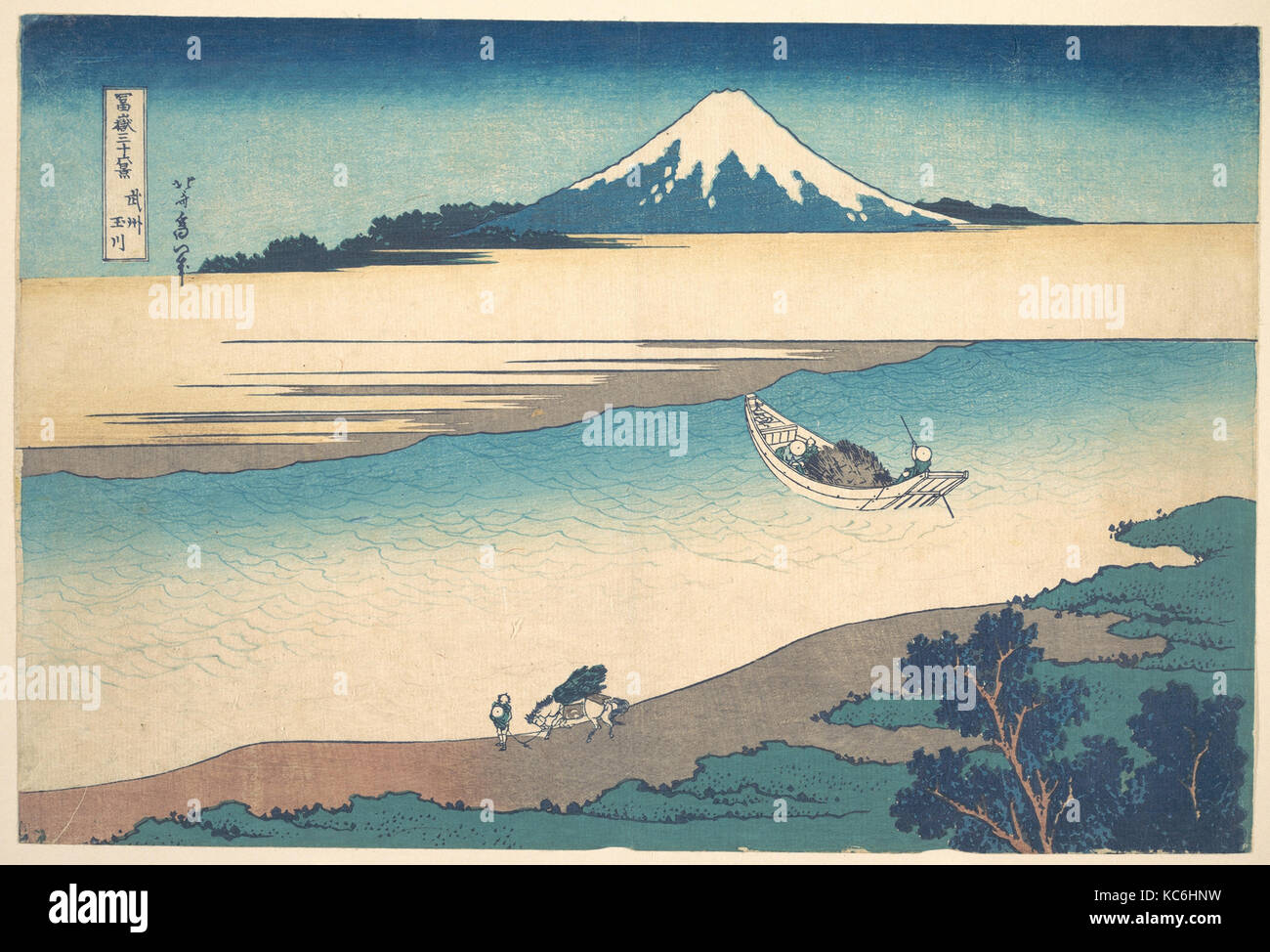 Tama River in Musashi Province (Bushū Tamagawa), from the series Thirty-six Views of Mount Fuji (Fugaku sanjūrokkei), 冨嶽三十六景 Stock Photo