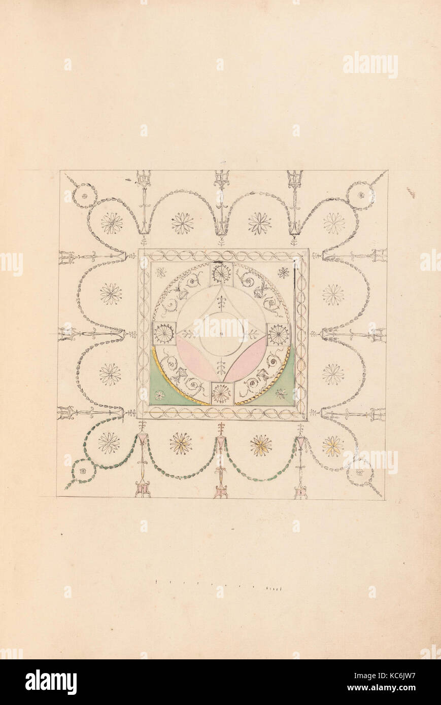 Design for the Ceiling of a Bedchamber at Goodwood House, Sussex, James Wyatt, ca. 1800 Stock Photo