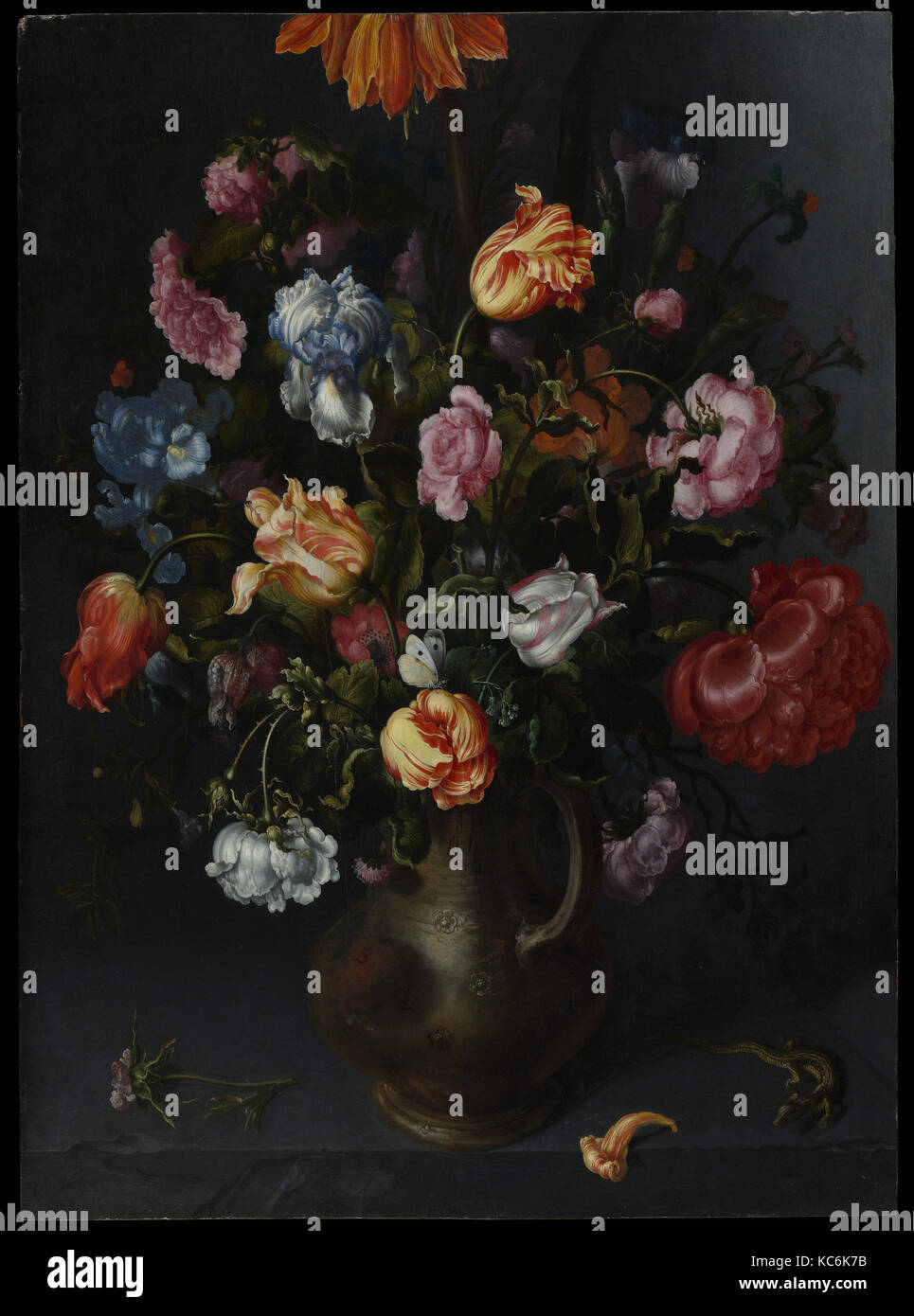 A Vase with Flowers, probably 1613, Oil on wood, 33 1/2 x 24 5/8 in. (85.1 x 62.5 cm), Paintings, Jacob Vosmaer (Dutch, Delft Stock Photo