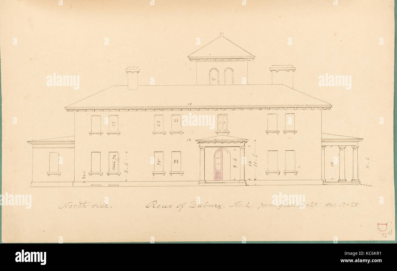 House of R. Dabney, Powhatan, Virginia (north rear side), Alexander Jackson Davis, 1858 Stock Photo