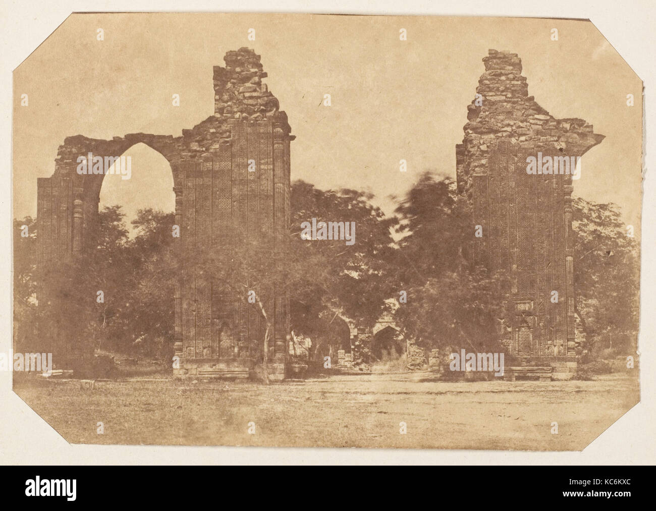 Ruins at Old Delhi, 1850s, Albumen silver print, Image: 15.4 x 22.3 cm (6 1/16 x 8 3/4 in.), Photographs, Unknown Stock Photo