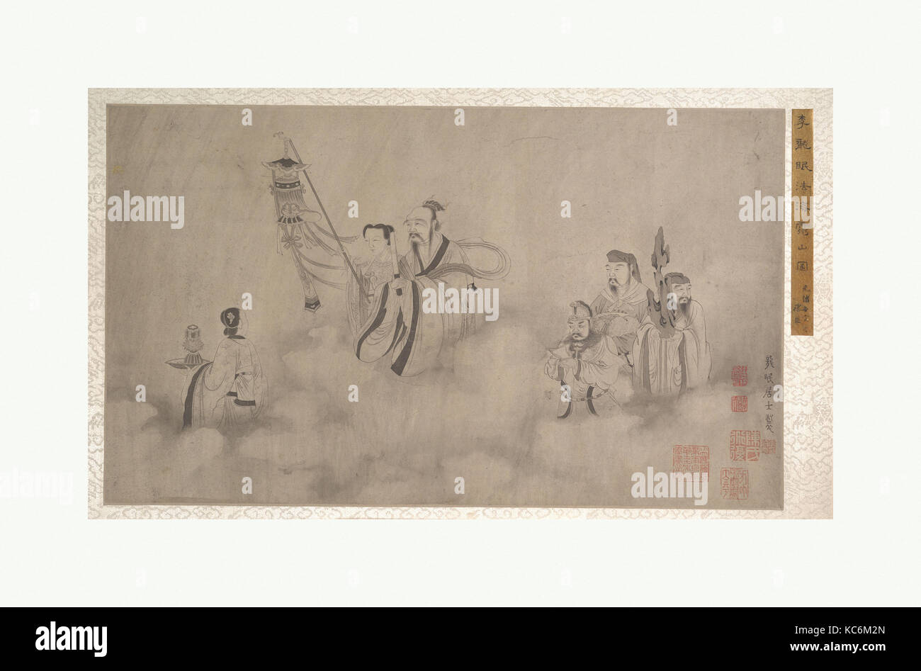 Procession of Arhats, Ming (1368–1644) or Qing (1644–1911) dynasty, China, Album of ten leaves; ink on silk, (a): 11 7/8 x 20 Stock Photo