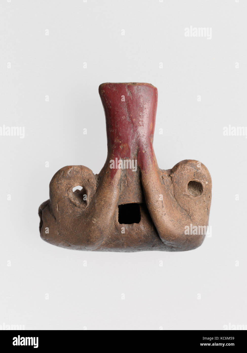 Pottery Whistle, Pre-Columbian, ca. 900–1500, San Sebastian, Texcoco, Mexico, Mexican, Clay, Aerophone-Whistle Flute-whistle Stock Photo