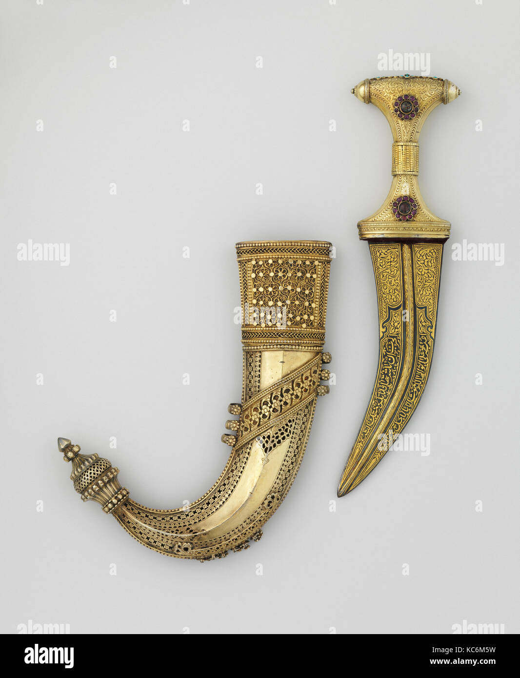 Dagger (Jambiya) with Scabbard and Fitted Storage Case, 1876–1909 Stock Photo