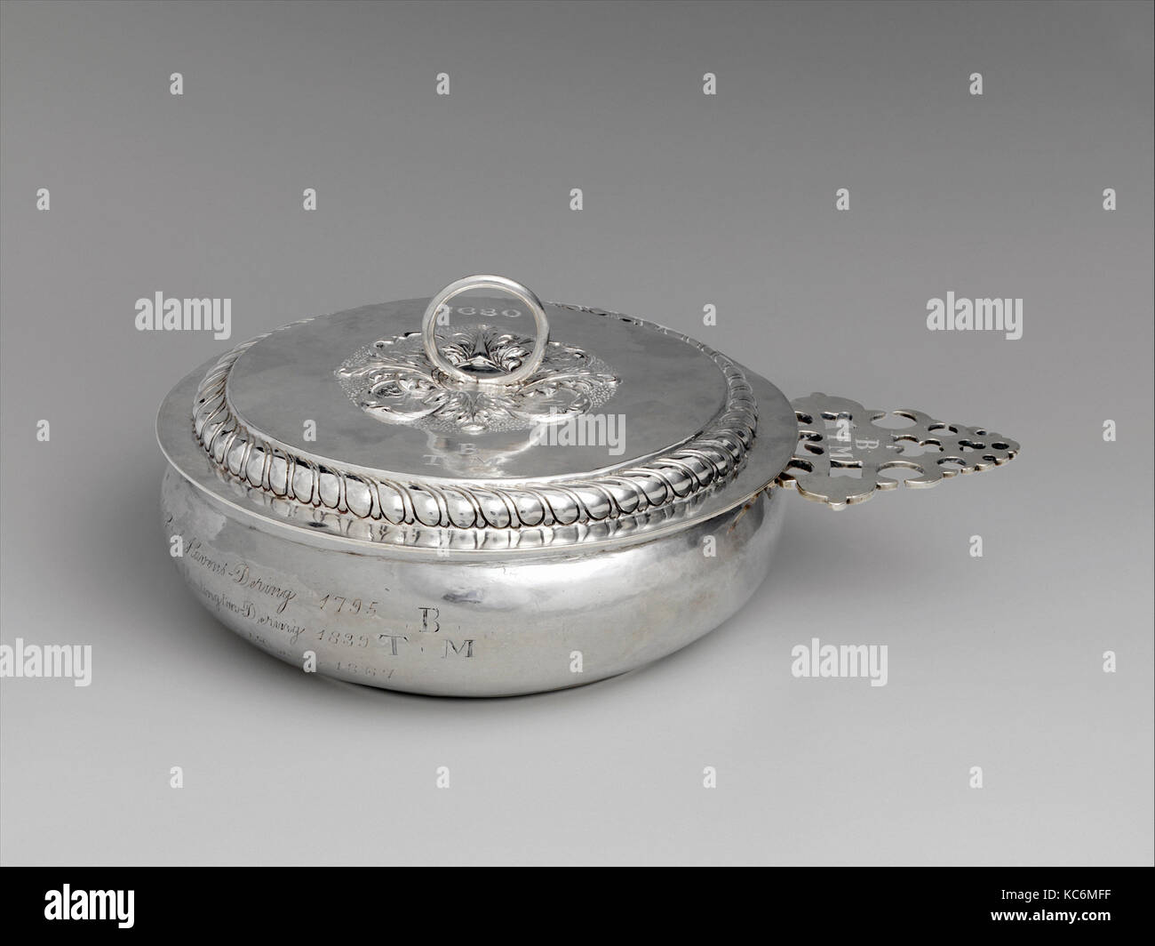 Porringer with Cover, ca. 1700, Possibly made in New England; Possibly made in New York, New York, United States, American Stock Photo