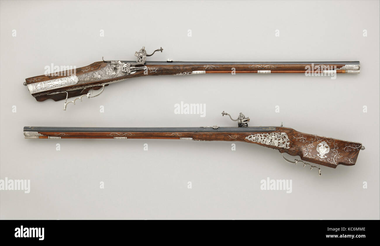 Pair of Wheellock Rifles Made for Emperor Leopold I (1640–1705), ca. 1670–80 Stock Photo