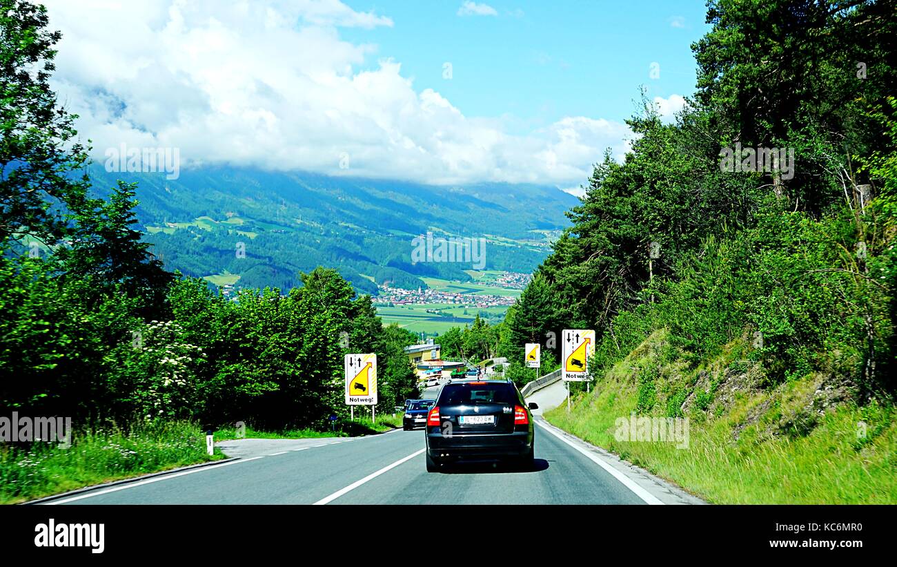 Roadside along the way to Seefeld in Tirol, Austria Stock Photo