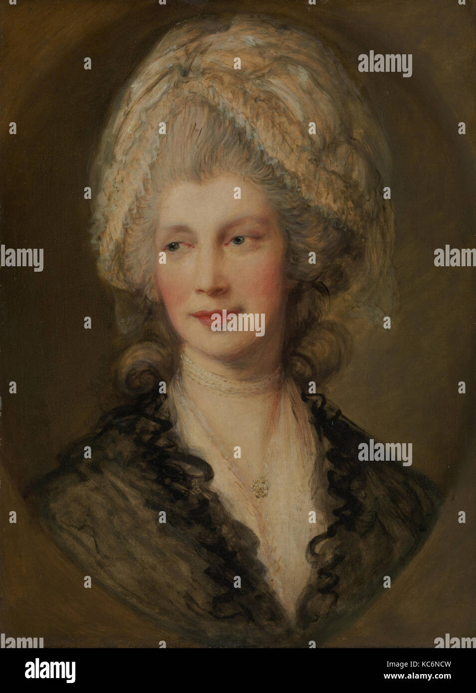 Queen Charlotte, Oil on canvas, 23 3/4 x 17 1/2 in. (60.3 x 44.5 cm), Paintings, Thomas Gainsborough (British, Sudbury 1727–1788 Stock Photo