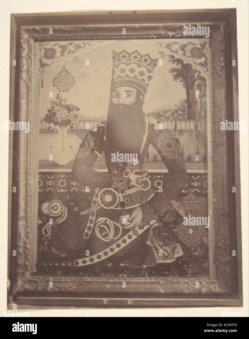Fath-Ali Shah, Painting that Once Belonged to Hmah ? Saula, Uncle of the King., Possibly by Luigi Pesce, 1840s–60s Stock Photo
