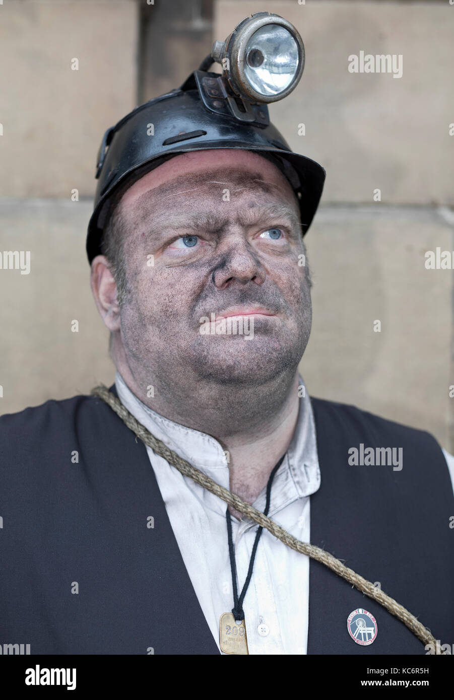 Man dressed as war time miner at Welshpool 40's weekend. Shropshire/Welsh borders 2017 Stock Photo