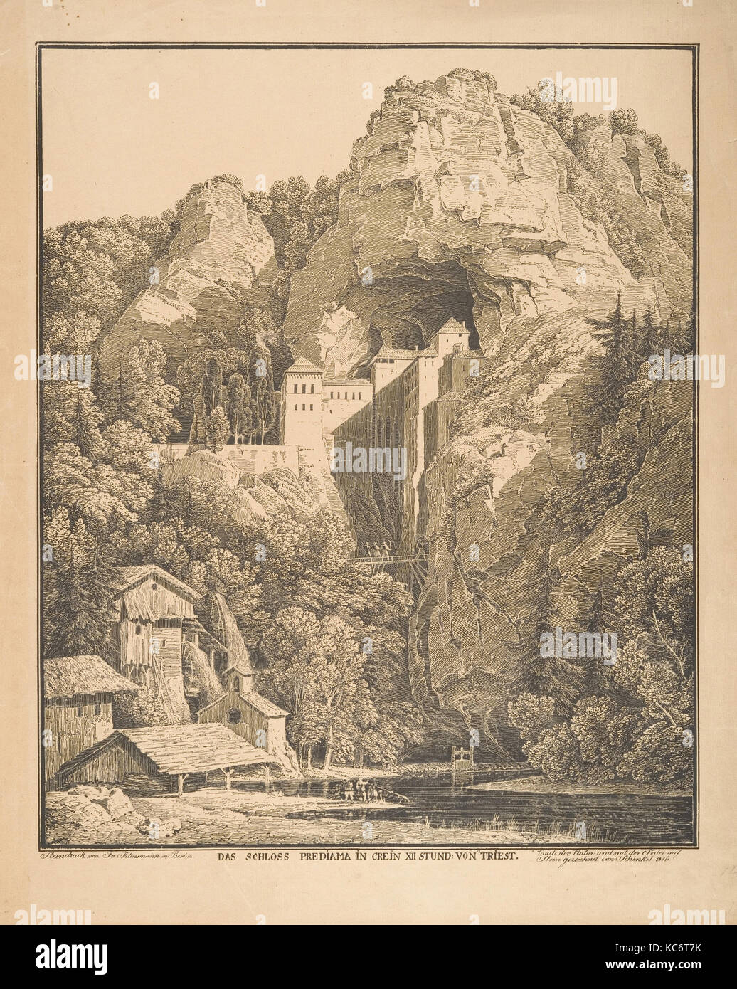 Das Schloss Prediama in Crein XII Stund: von Triest, Karl Friedrich Schinkel, 1816 Stock Photo