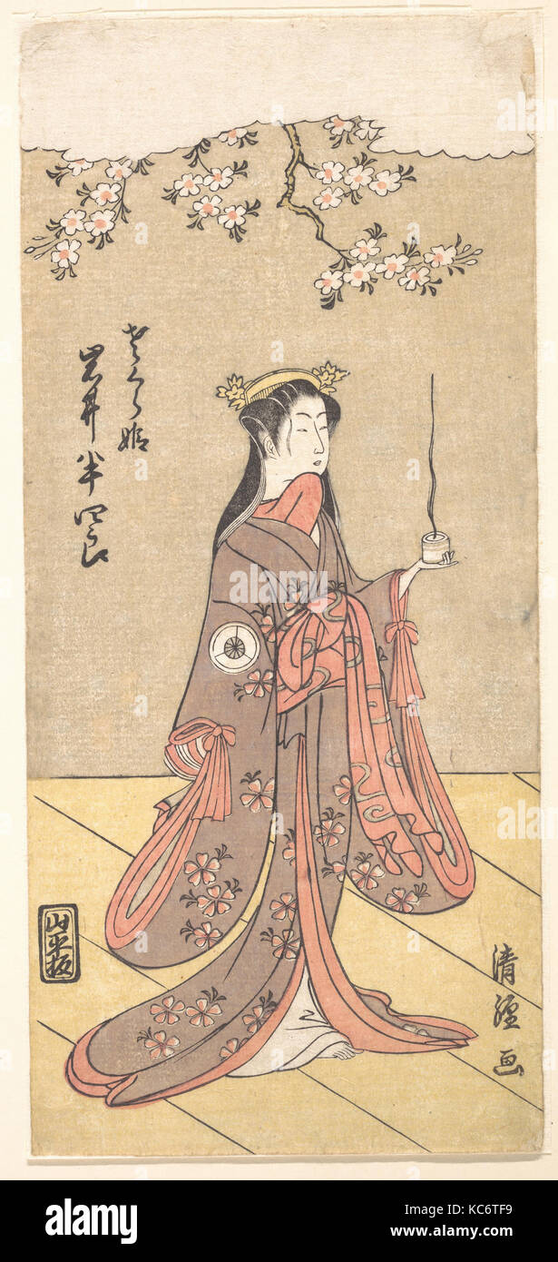 The Actor Iwai Hanshirō IV as Sakura Hime, the Cherry Princess, Torii Kiyotsune, 1767 Stock Photo