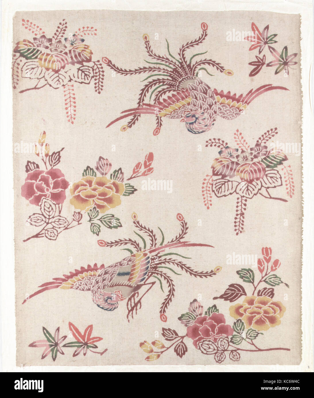 Bingata Panel with Hō-ō Birds and Flowers, 18th century Stock Photo
