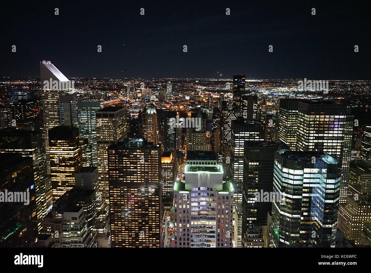 New York by Night from the Skyscraper. Stock Photo