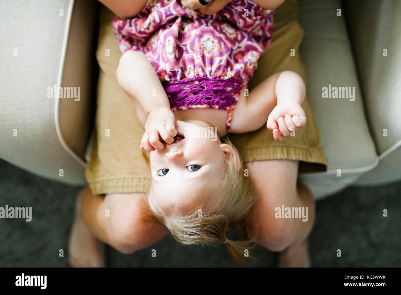 Father playing with baby girl (12-17 months) Stock Photo