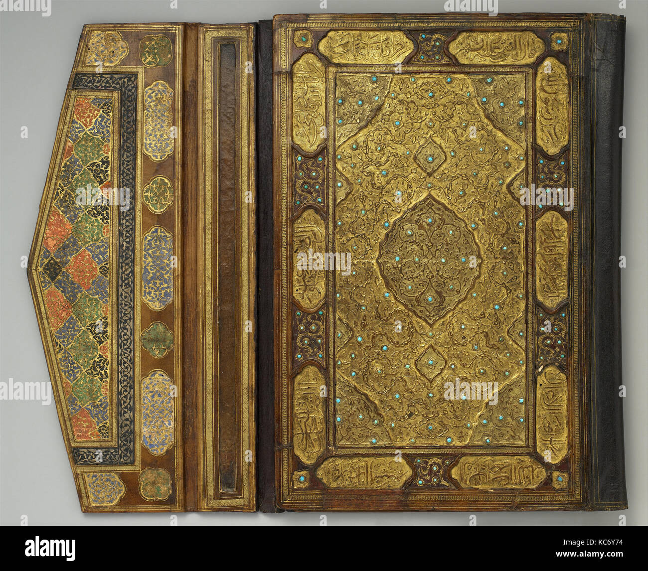 Qur'an Bookbinding Inset with Turquoise, 16th century Stock Photo