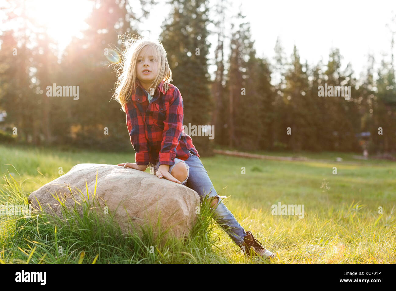 Boy plaid shirt long hair hi-res stock photography and images - Alamy