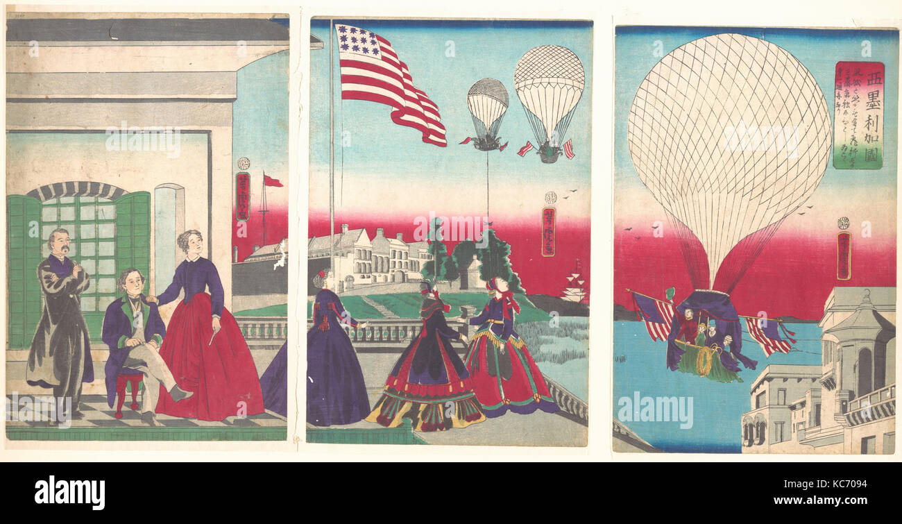亜米利加国 American Balloon Ascension Amerikakoku Utagawa Yoshitora 1867 Stock Photo Alamy