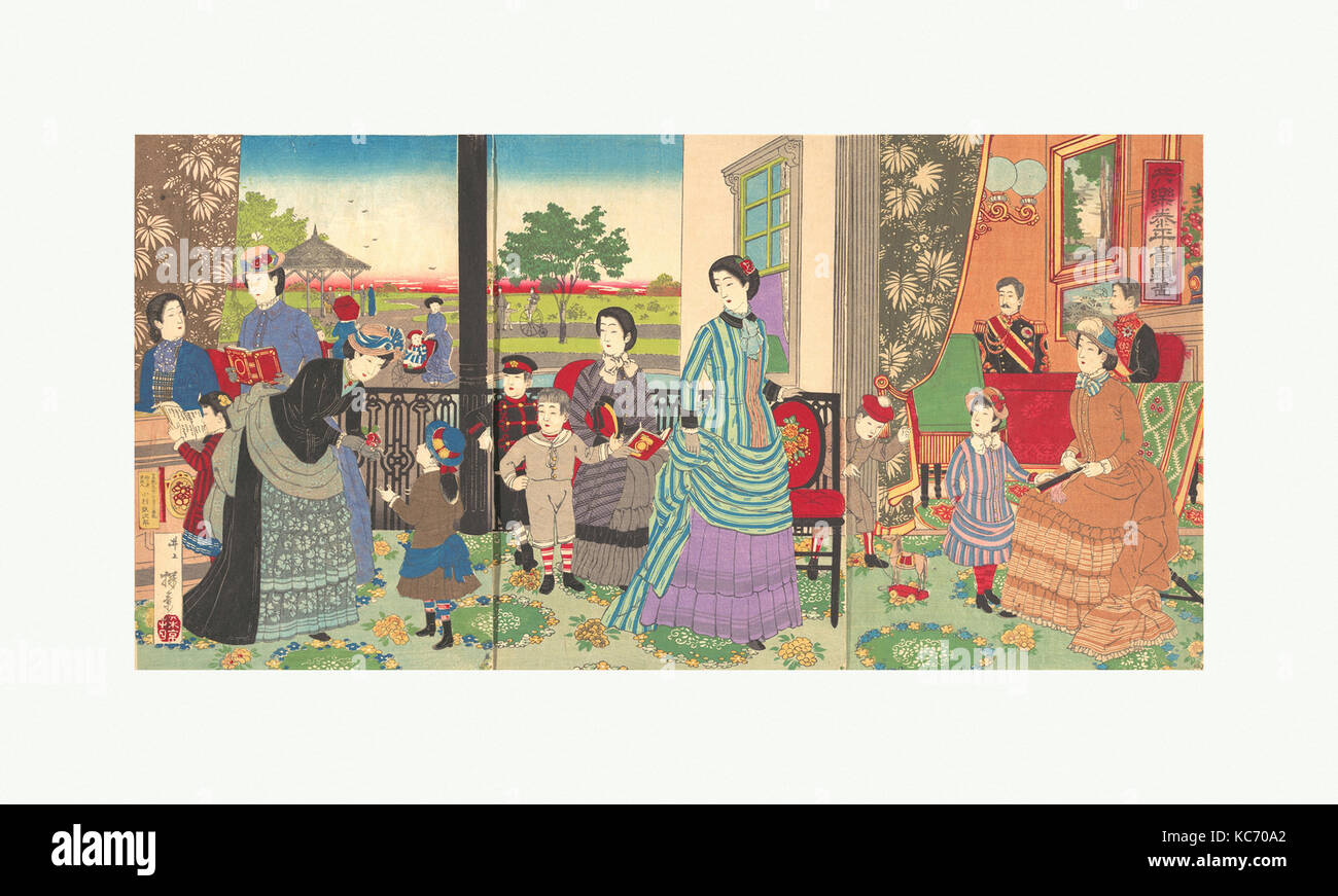 共楽泰平貴顕図, Illustration of the Emperor Enjoying a Moment of