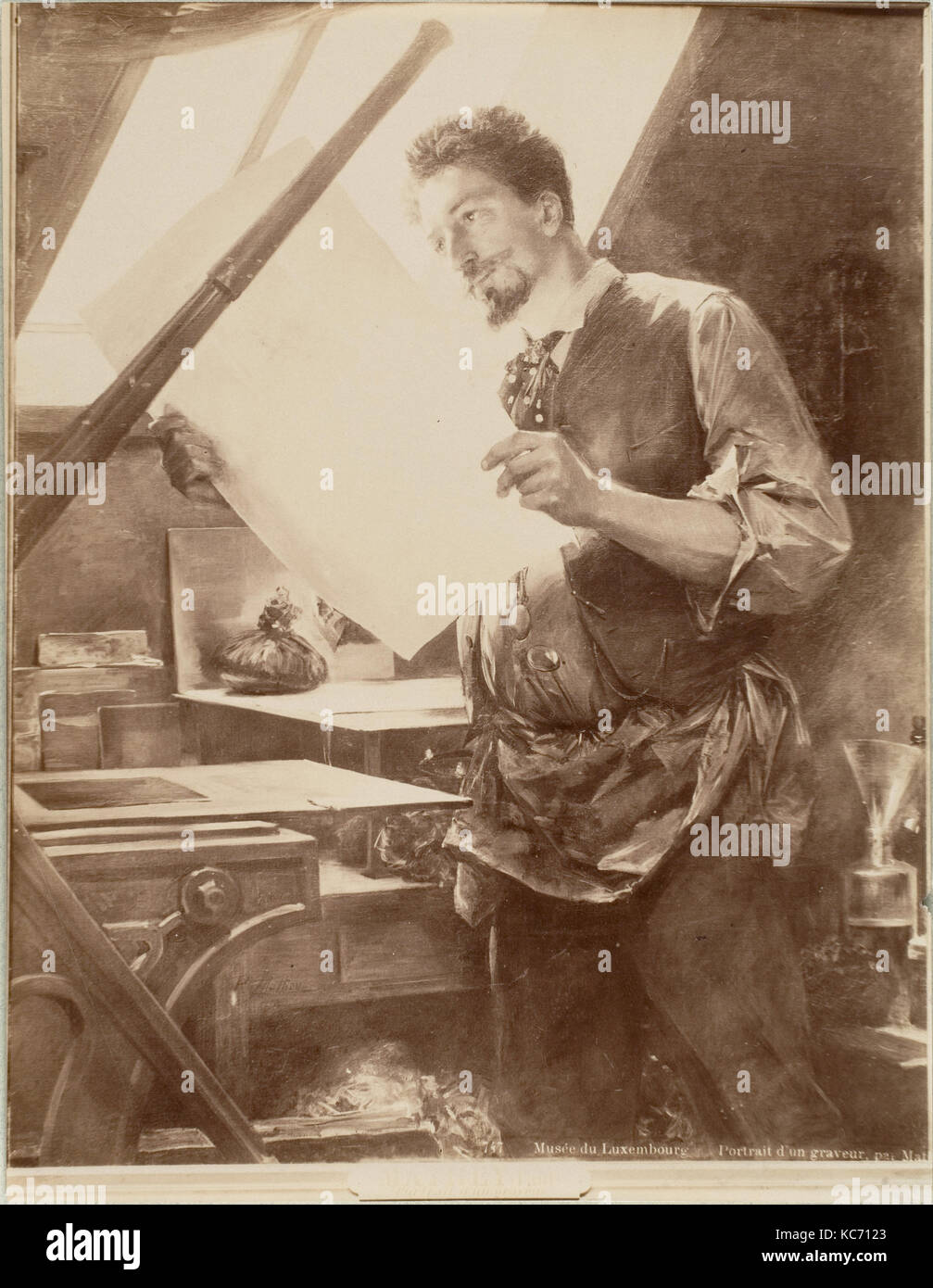Portrait d'un graveur, 1860s–70s, Albumen silver print from glass negative, Photographs, Unknown (French Stock Photo