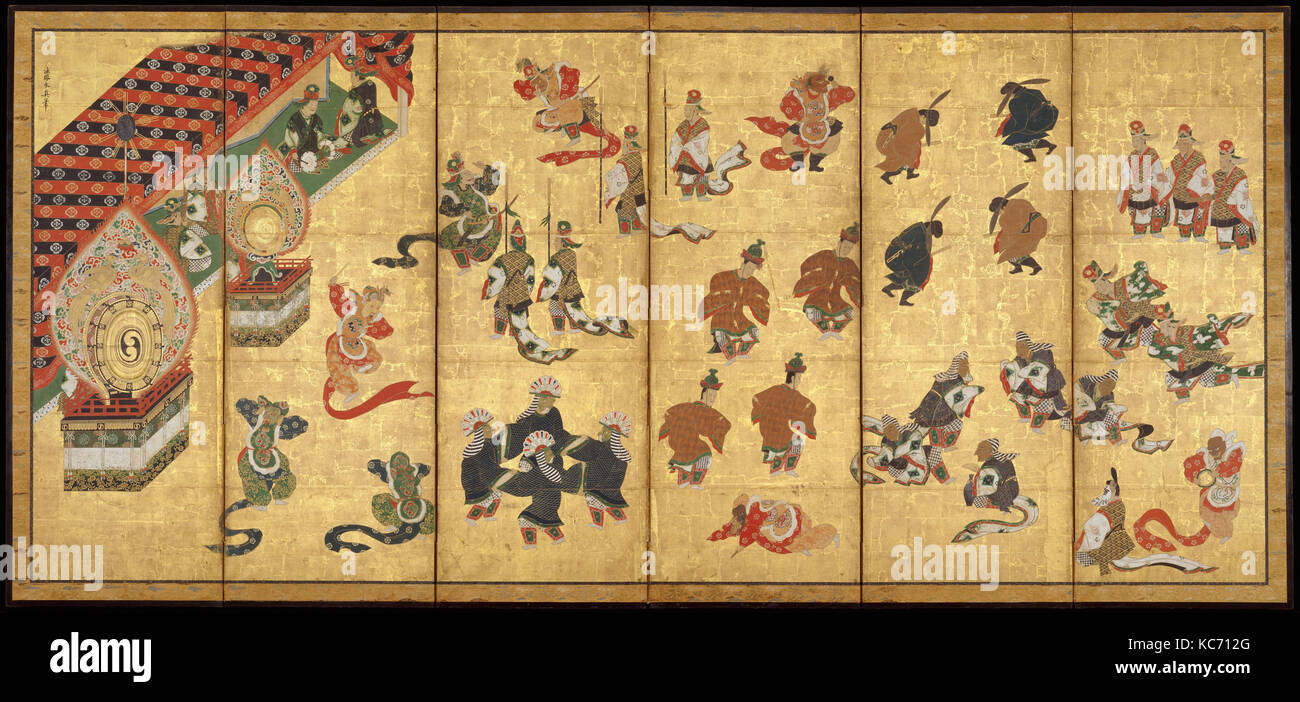 チョーク肖像画 1996年制作/バリダンス Bugaku Dancers, Edo period