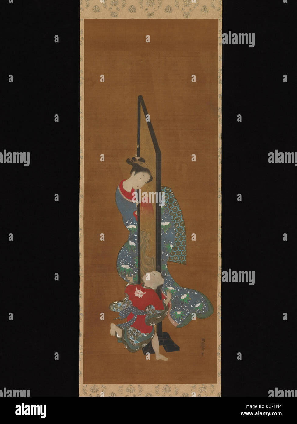 Mother and Child at Play, Isoda Koryūsai, 18th century Stock Photo