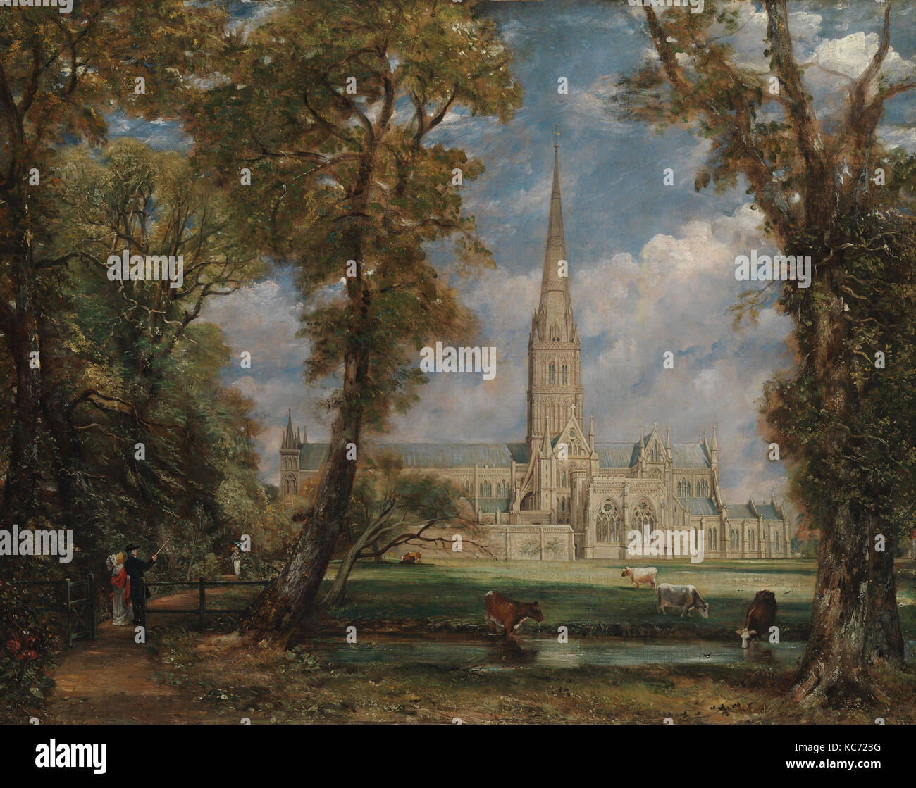 Salisbury Cathedral from the Bishop's Grounds, John Constable, ca. 1825 Stock Photo