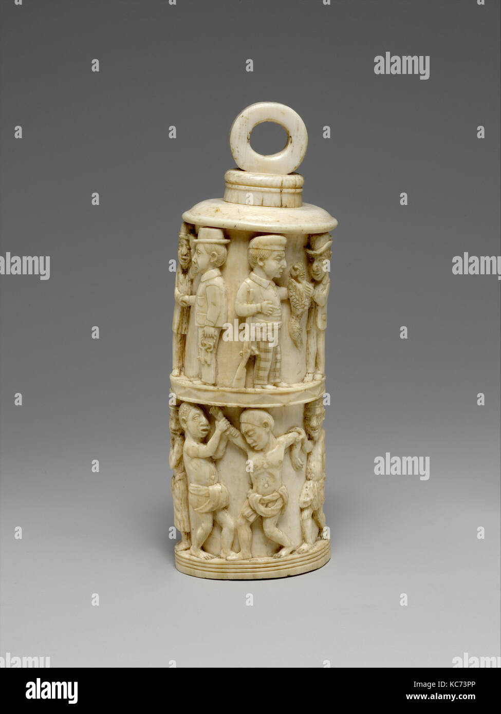 Receptacle with Figurative Relief and Stopper, 1880–1890 Stock Photo