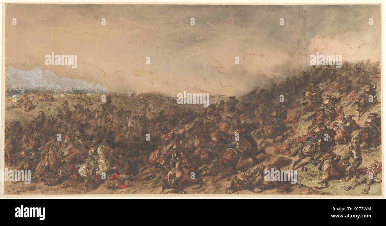 Battle Scene (Waterloo), Hippolyte Bellangé, 1815–66 Stock Photo