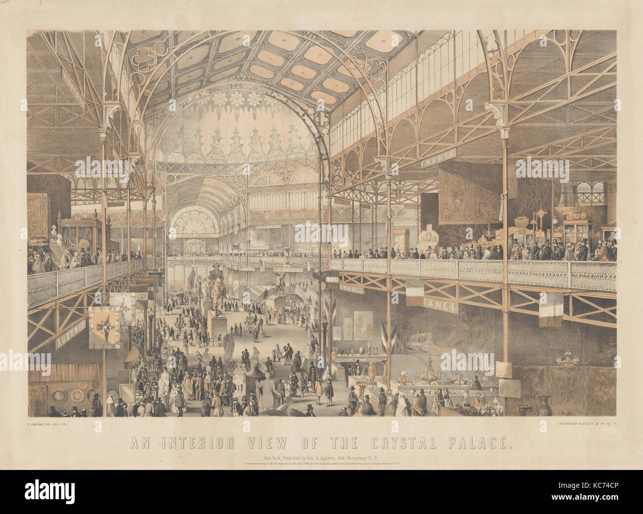 An Interior View of the New York Crystal Palace, Drawn and lithographed by Charles Parsons, 1853 Stock Photo