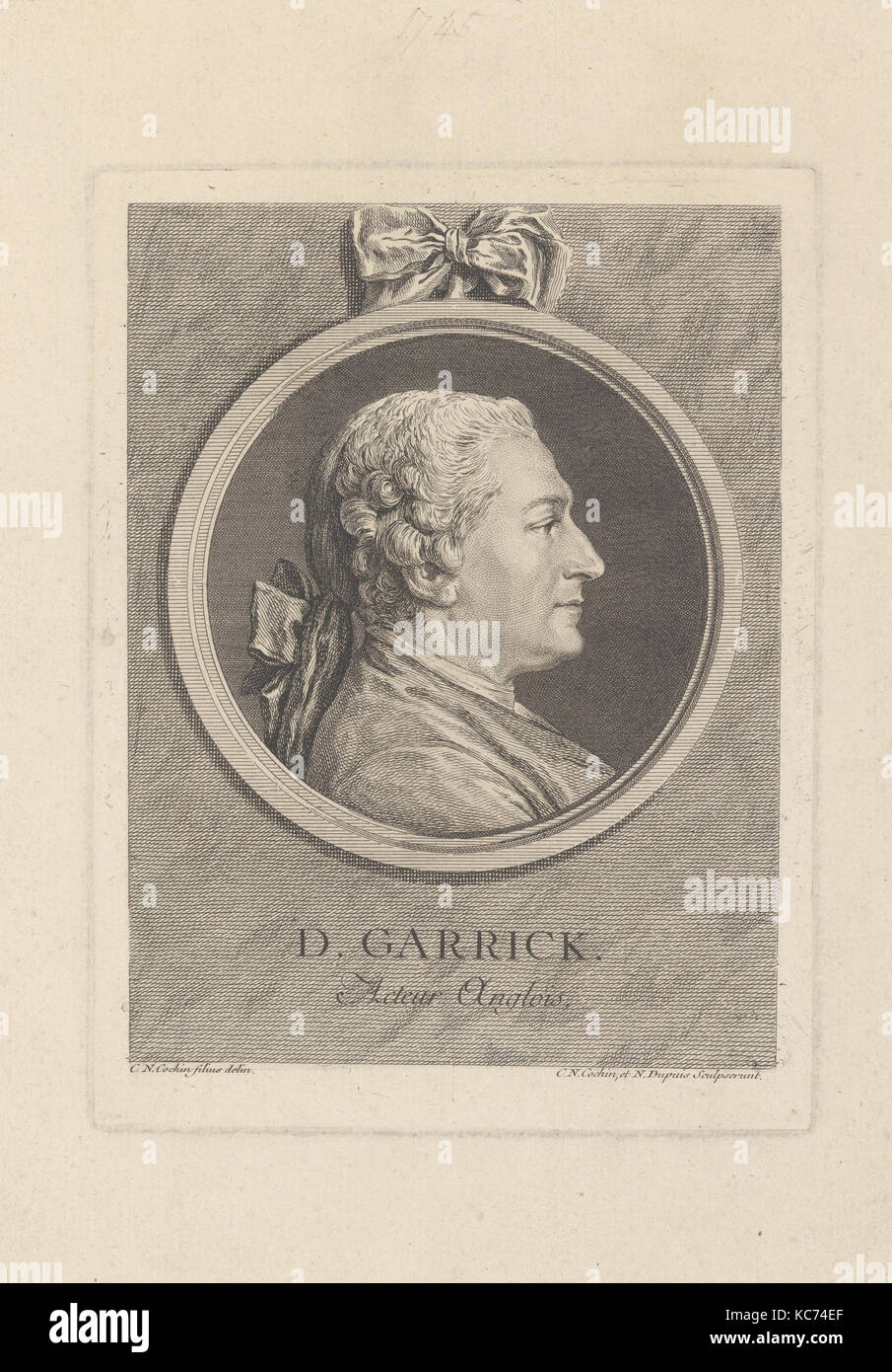 Portrait of David Garrick, Charles Nicolas Cochin II, 1764 Stock Photo