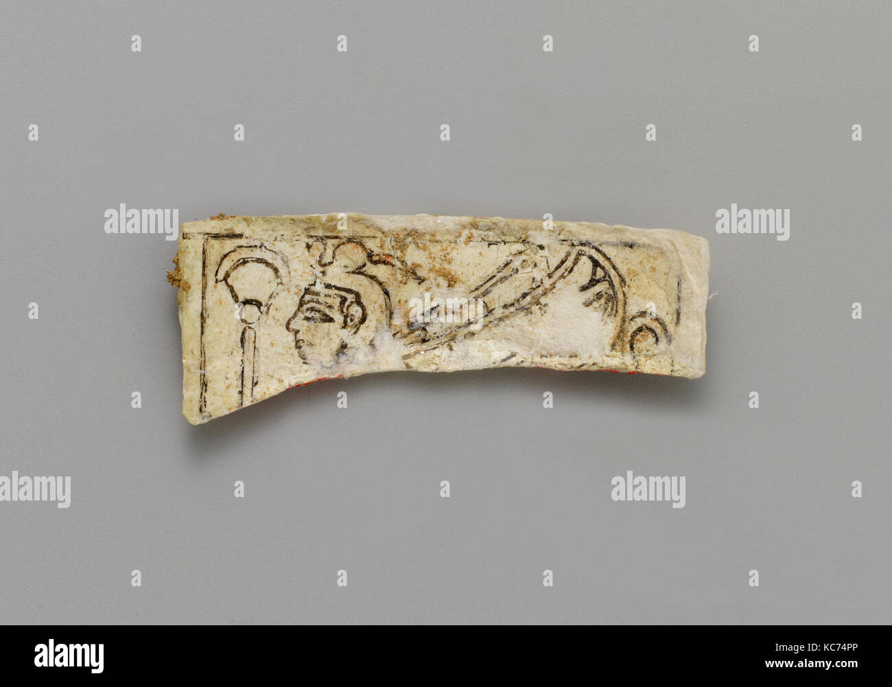 Painted glass fragment, Neo-Assyrian, ca. 8th–7th century B.C., Mesopotamia, Nimrud (ancient Kalhu), Assyrian, Glass, paint, H Stock Photo