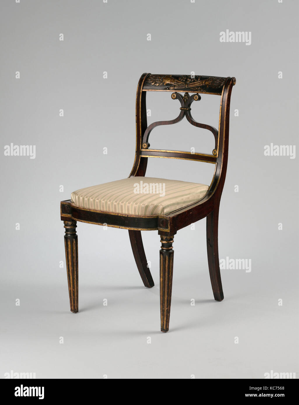 Side chair, 1810–20, Made in New York, New York, United States, American, Rosewood grained and gilded maple and cherry, 33 x 19 Stock Photo