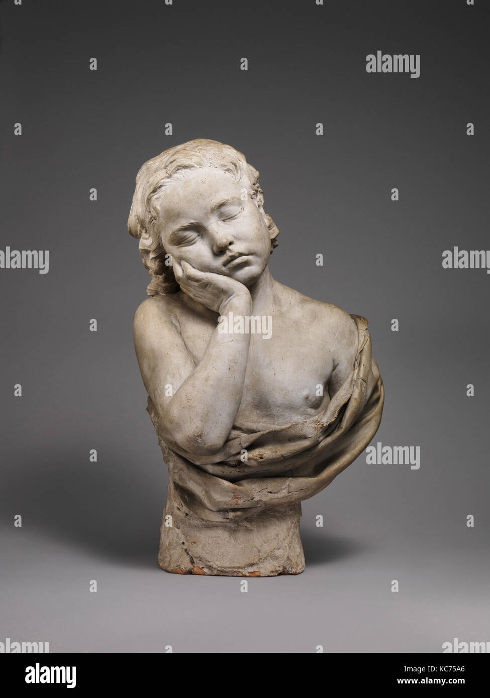 Sleeping Boy, ca. 1774, Italian, Rome, Terracotta, painted white, Overall (confirmed): 22 9/16 × 14 × 10 1/8 in., 53.9 lb. (57.3 Stock Photo