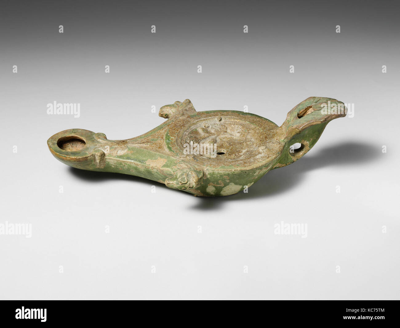 Terracotta oil lamp, late 1st–early 2nd century A.D Stock Photo