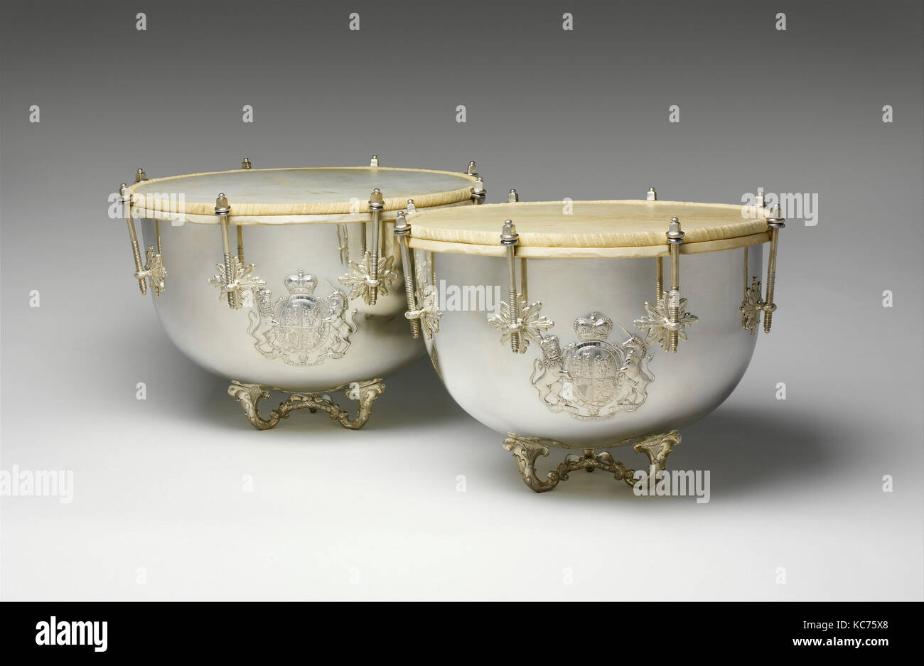 Kettle Drums, 1779, Hanover, Germany, Hanoverian (German), Silver, iron