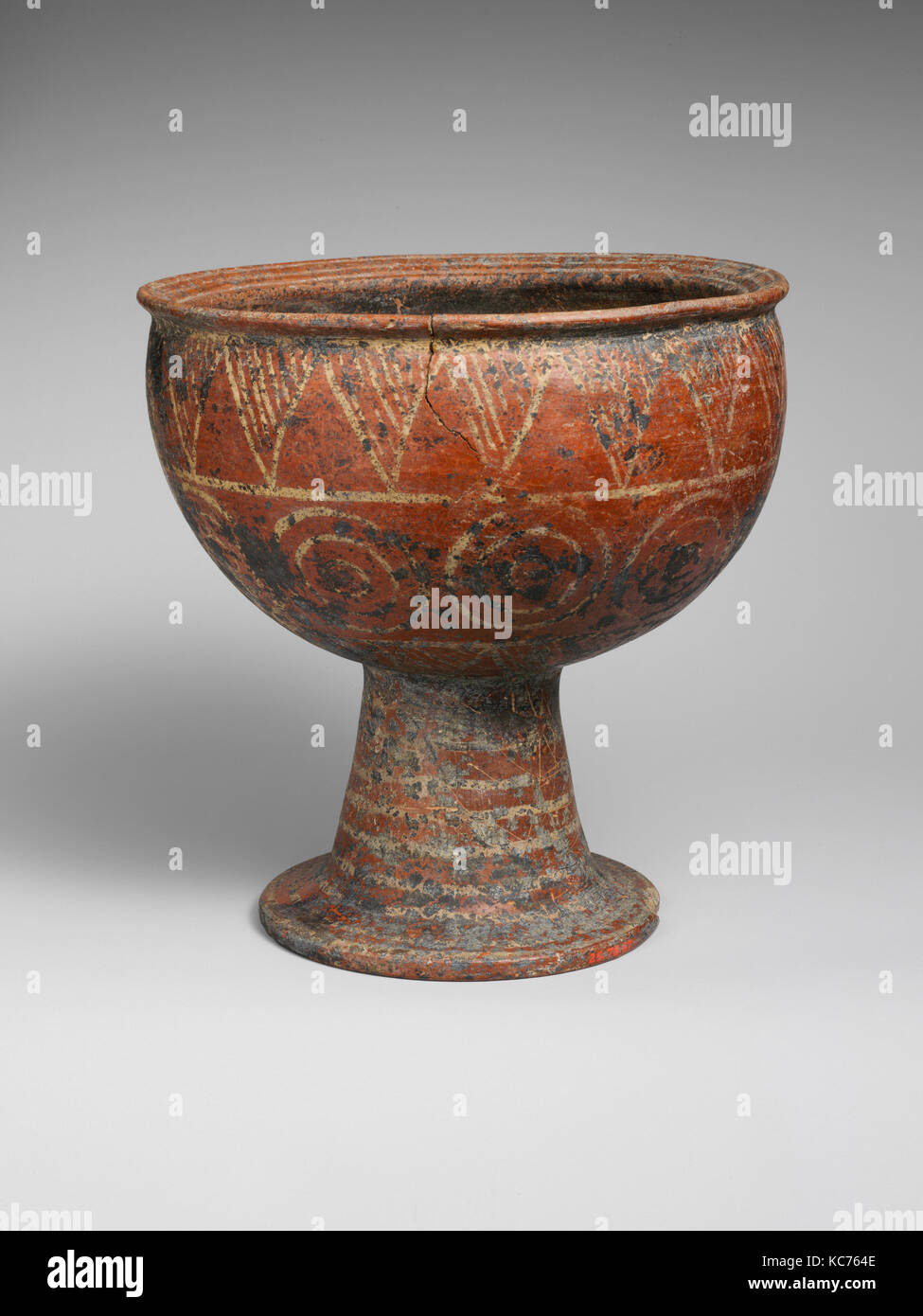 Terracotta footed bowl, Archaic, ca. 650625 B.C., Etruscan, Terracotta